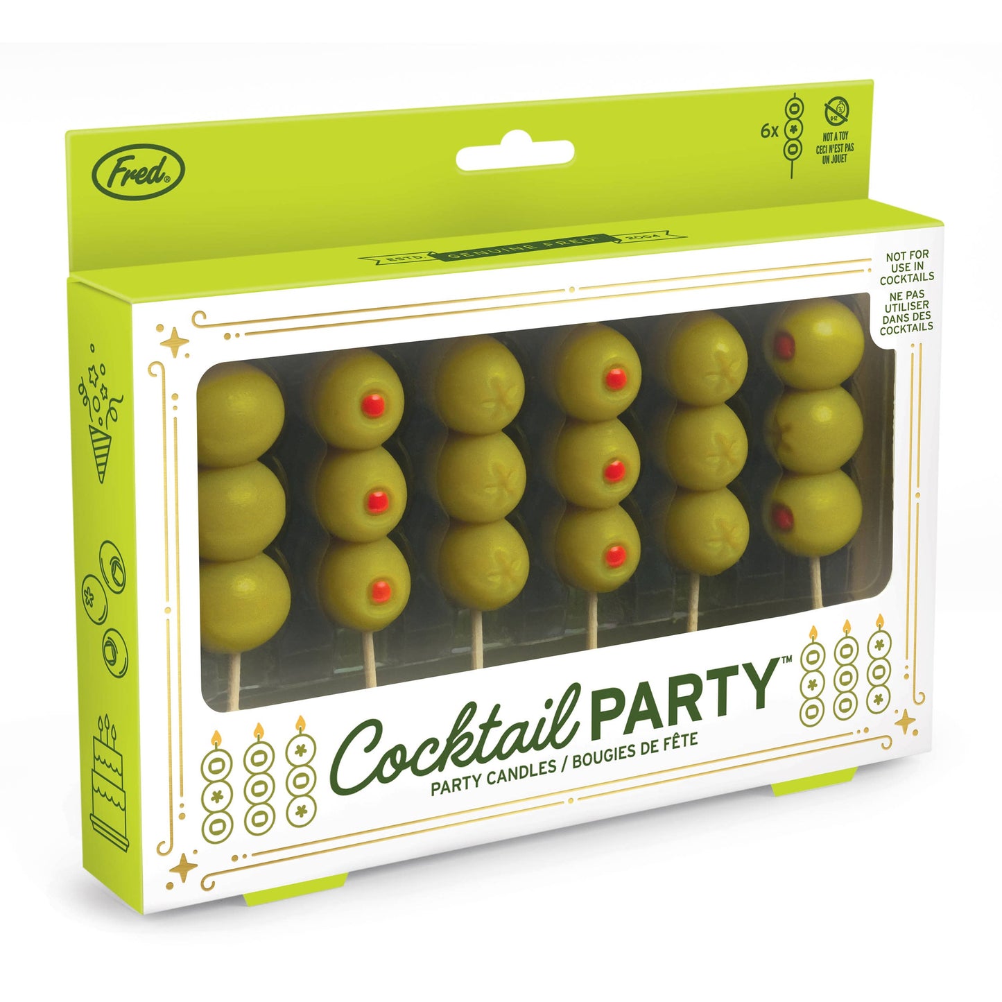 Fred & Friends Cocktail Party Olive Candles, Set of 6