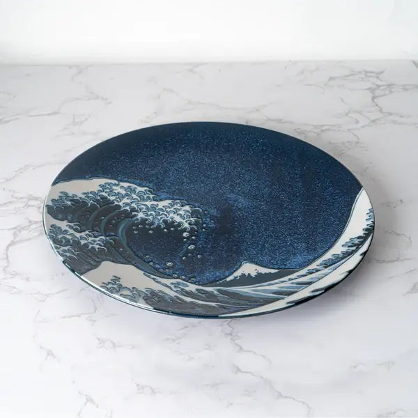 Urban Tokyo Kanagawa Great Wave Porcelain Round Dinner Plate, 10”