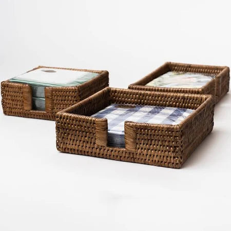 Brown Rattan Guest Towel Napkin Holder