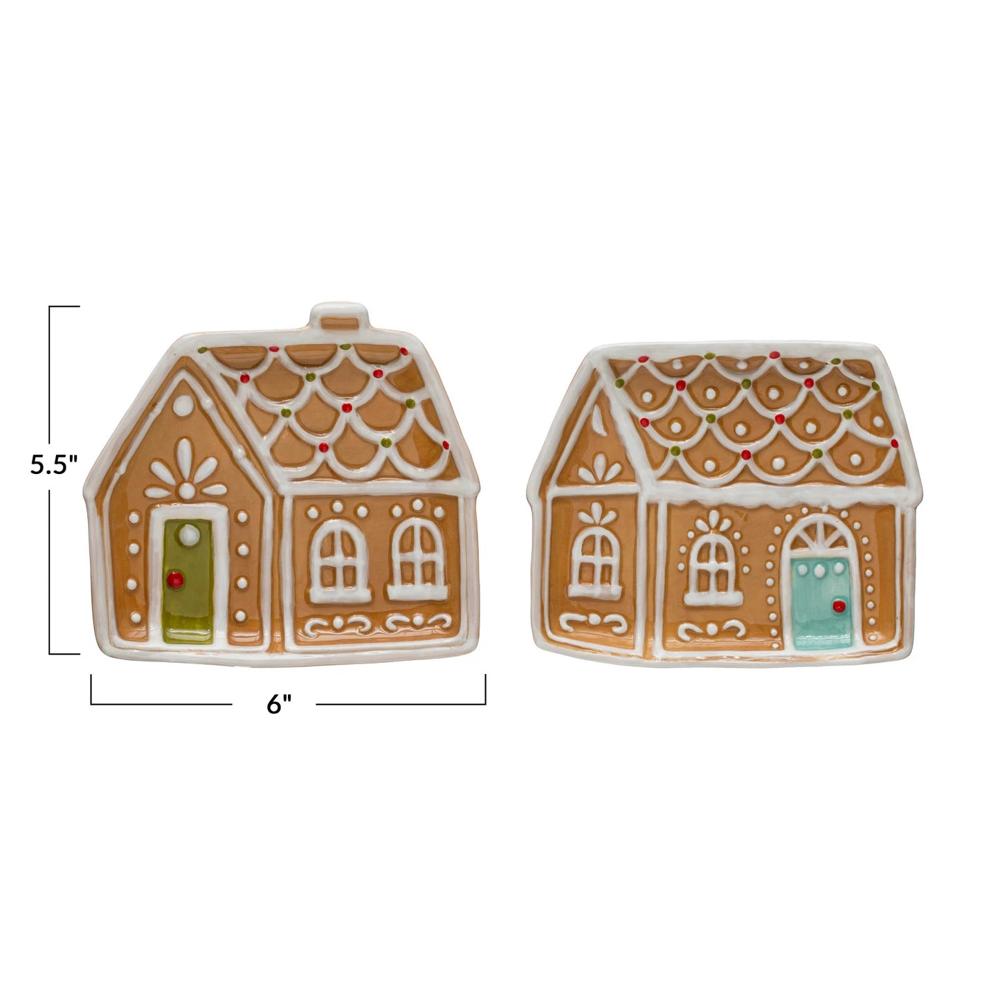 Hand-Painted Ceramic Gingerbread House Shaped Plate