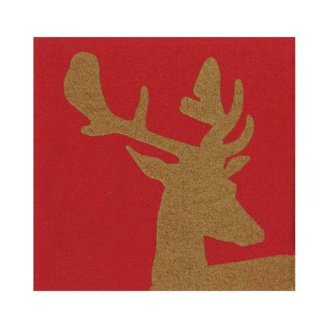 Caspari Alpine Stag Red Cocktail Napkins, Set of 15
