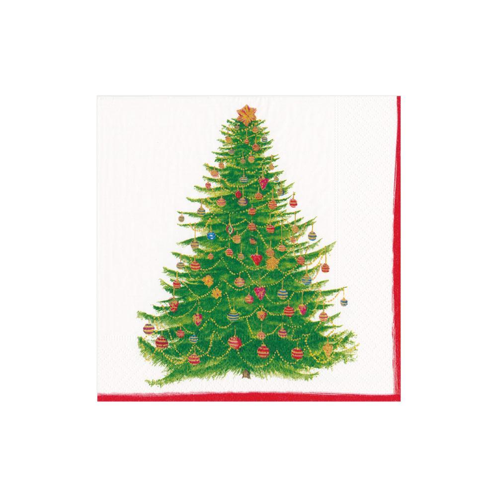 Caspari Glittering Tree White Cocktail Napkins, Set of 20