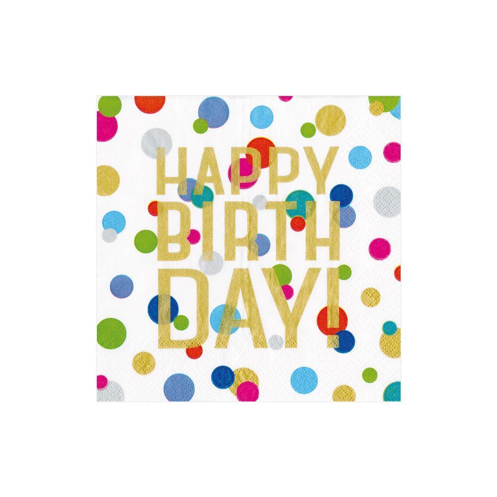 Caspari Confetti Happy Birthday Cocktail Napkins, Set of 20