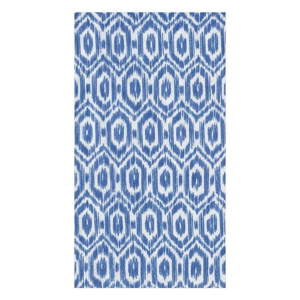 Caspari Amala Ikat Blue Guest Napkins, Set of 15