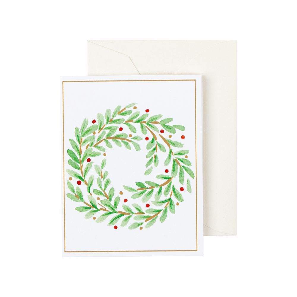 Wreath in Foil Gift Enclosure Cards, Set of 4