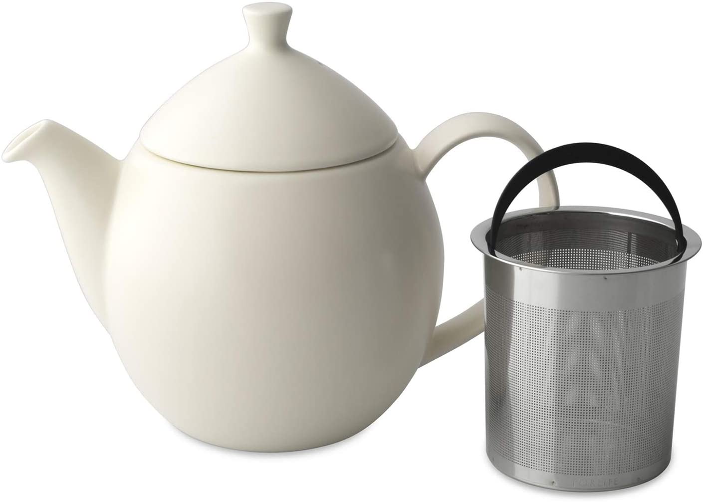 Dew Teapot with Basket Infuser, Natural Cotton