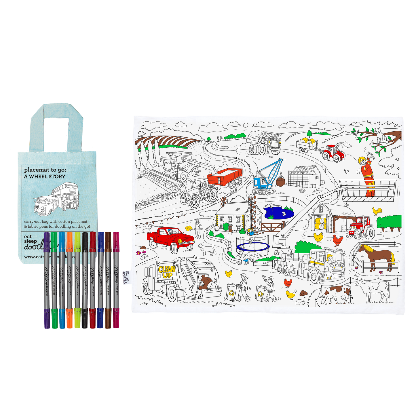 eatsleepdoodle - Working Wheels Placemat to Go
