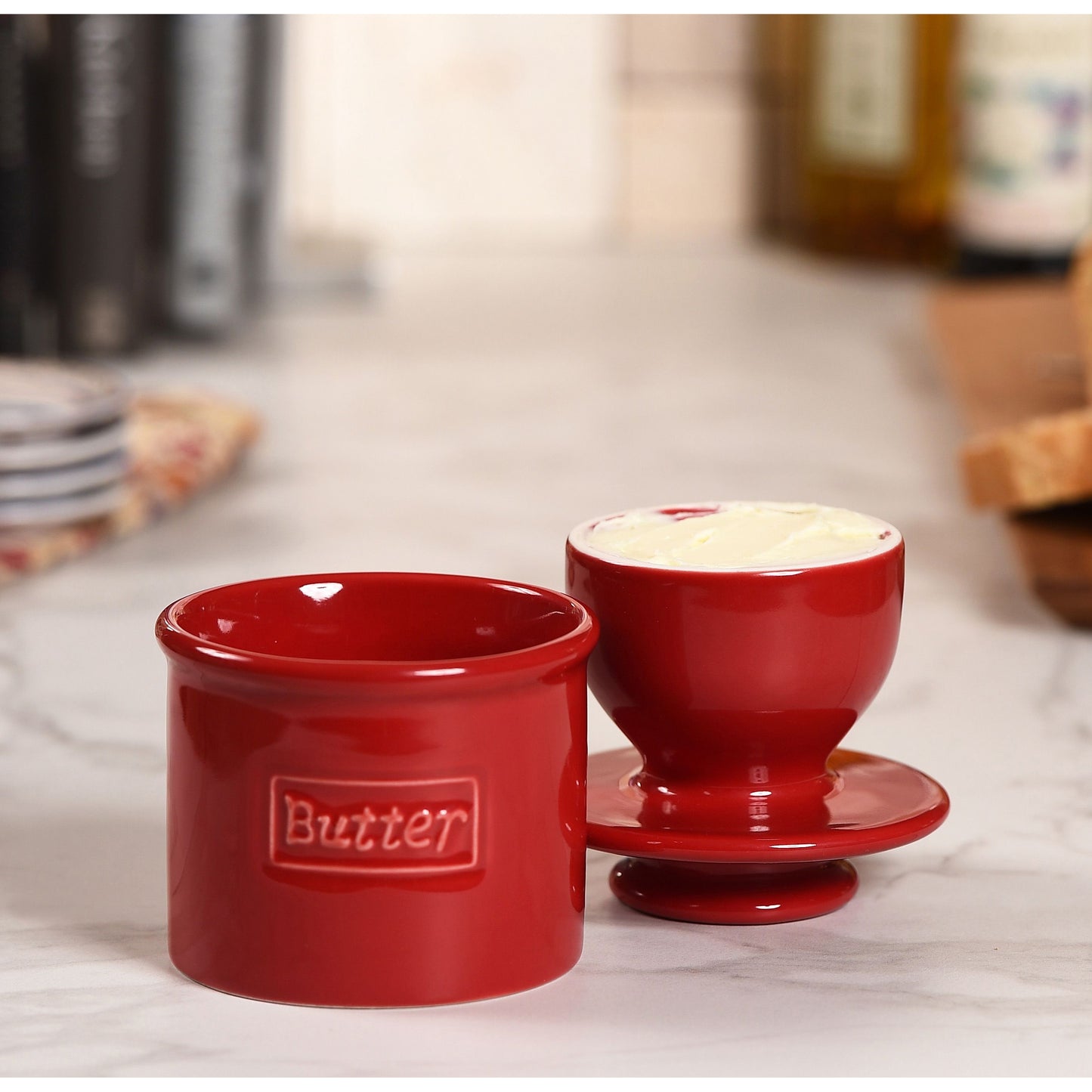 Butter Bell Crock Cafe Retro Maraschino Red