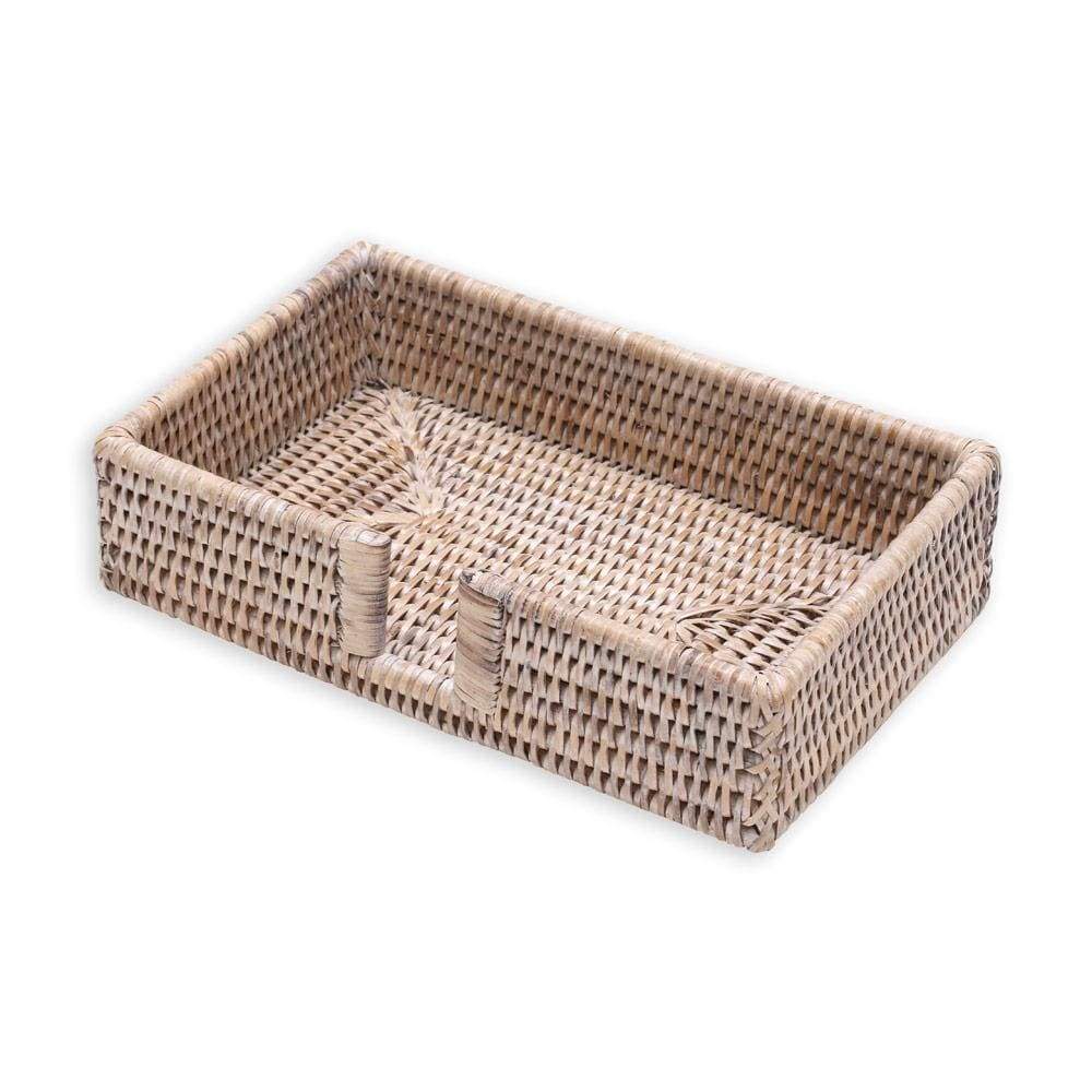 White Rattan Guest Towel Napkin Holder