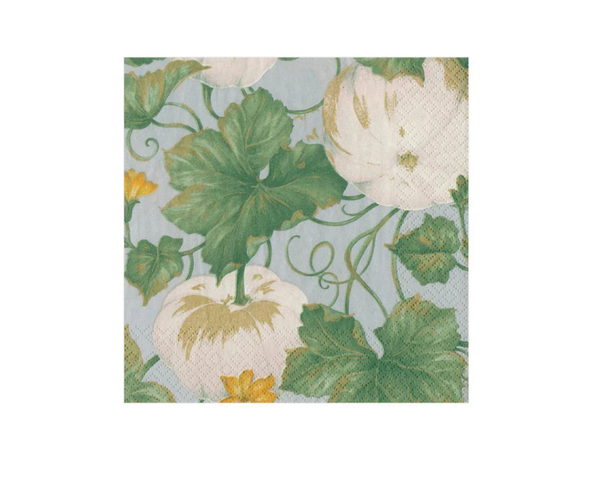 Caspari Heirloom Pumpkin Grey/White Cocktail Napkins, Set of 20