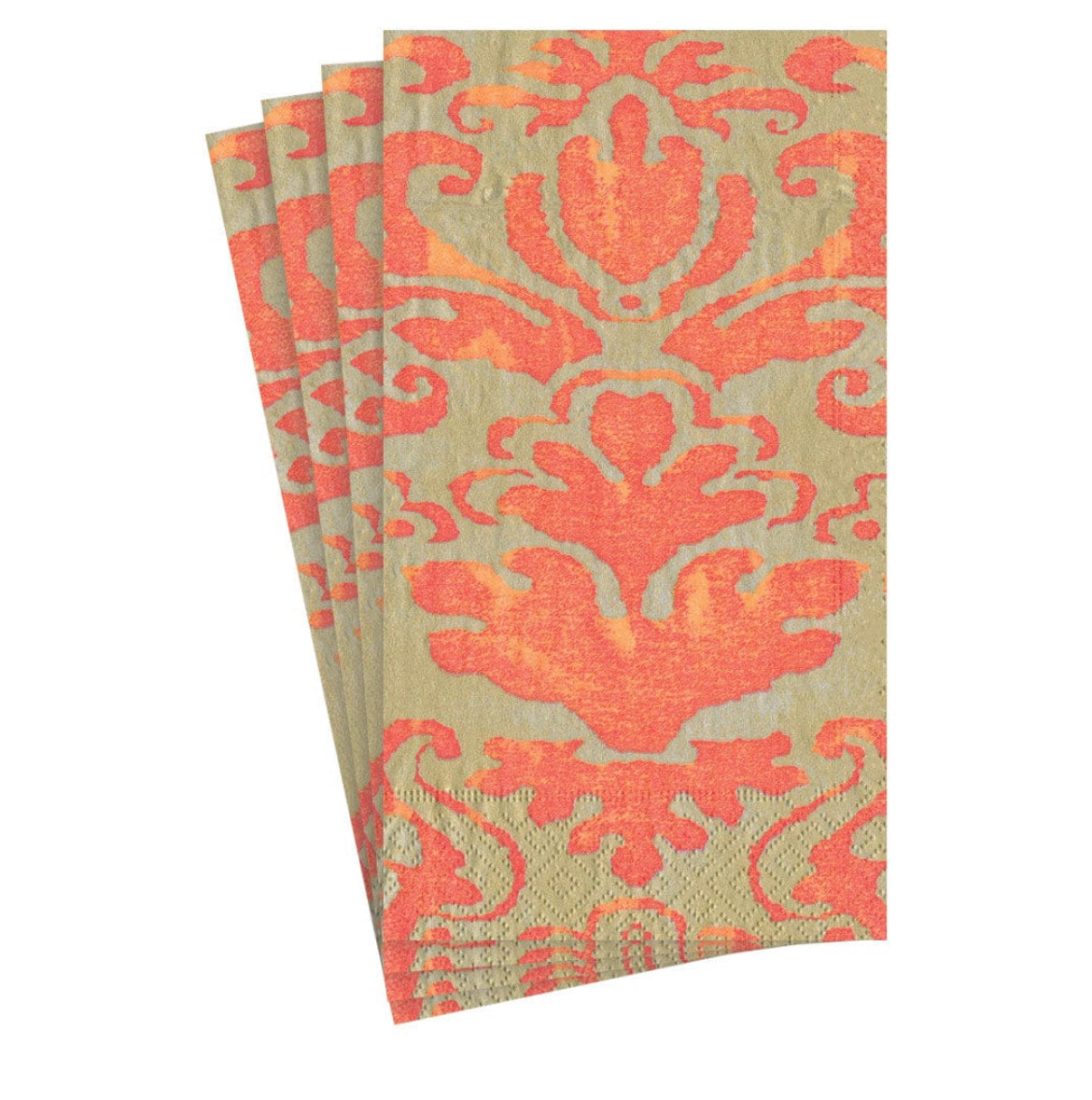 Caspari Palazzo Coral Guest Towel Napkins, Set of 15