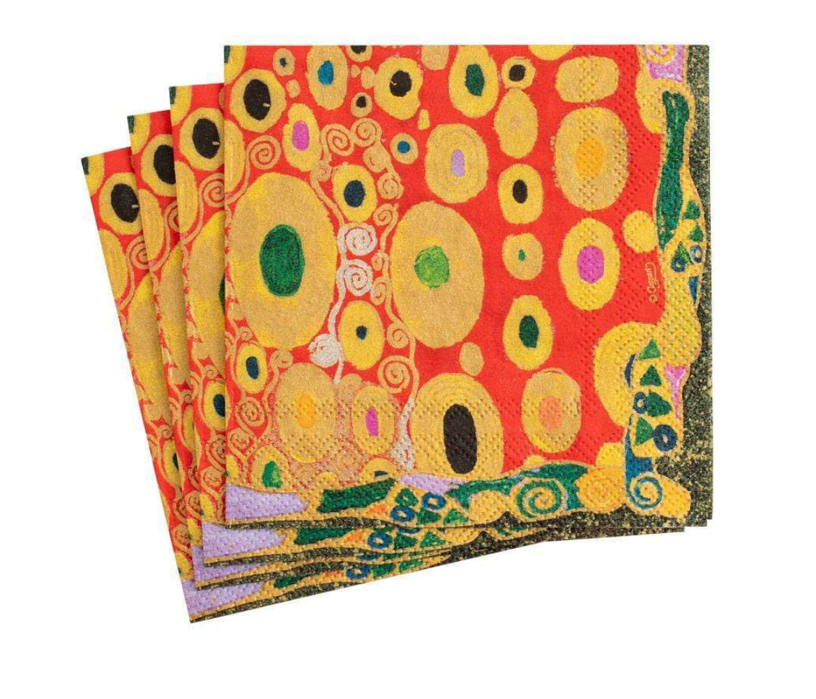 Caspari Viennese Nouveau Red Cocktail Napkins, Set of 20