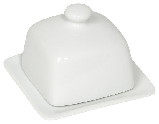 Square Butter Dish - White