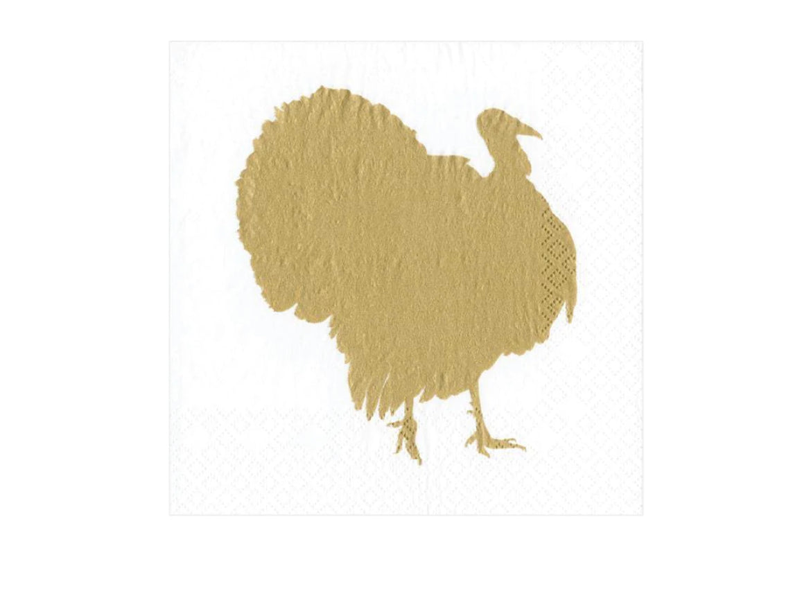 Caspari Turkey Fan Cocktail Napkins, Set of 20