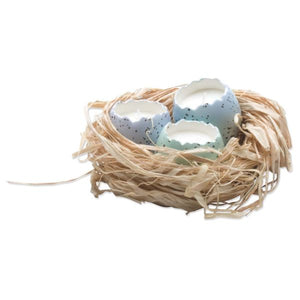 Cracked Egg Candles in a Nest - Set of 3