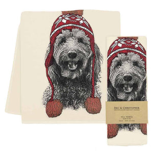 Eric & Christopher - Labradoodle with Hat Tea Towel