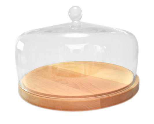 Barski Cake Dome with Wood Plate, 12.2"D