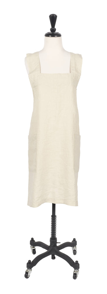 KAF Home Firenze Stone Washed Linen Cross Back Smock Apron, Navy