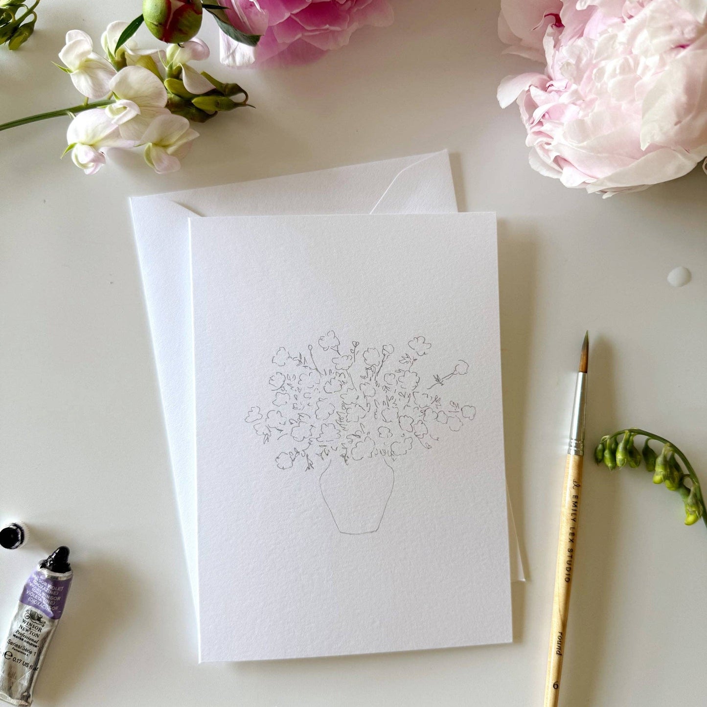 emily lex studio Bouquets Paintable Notecards