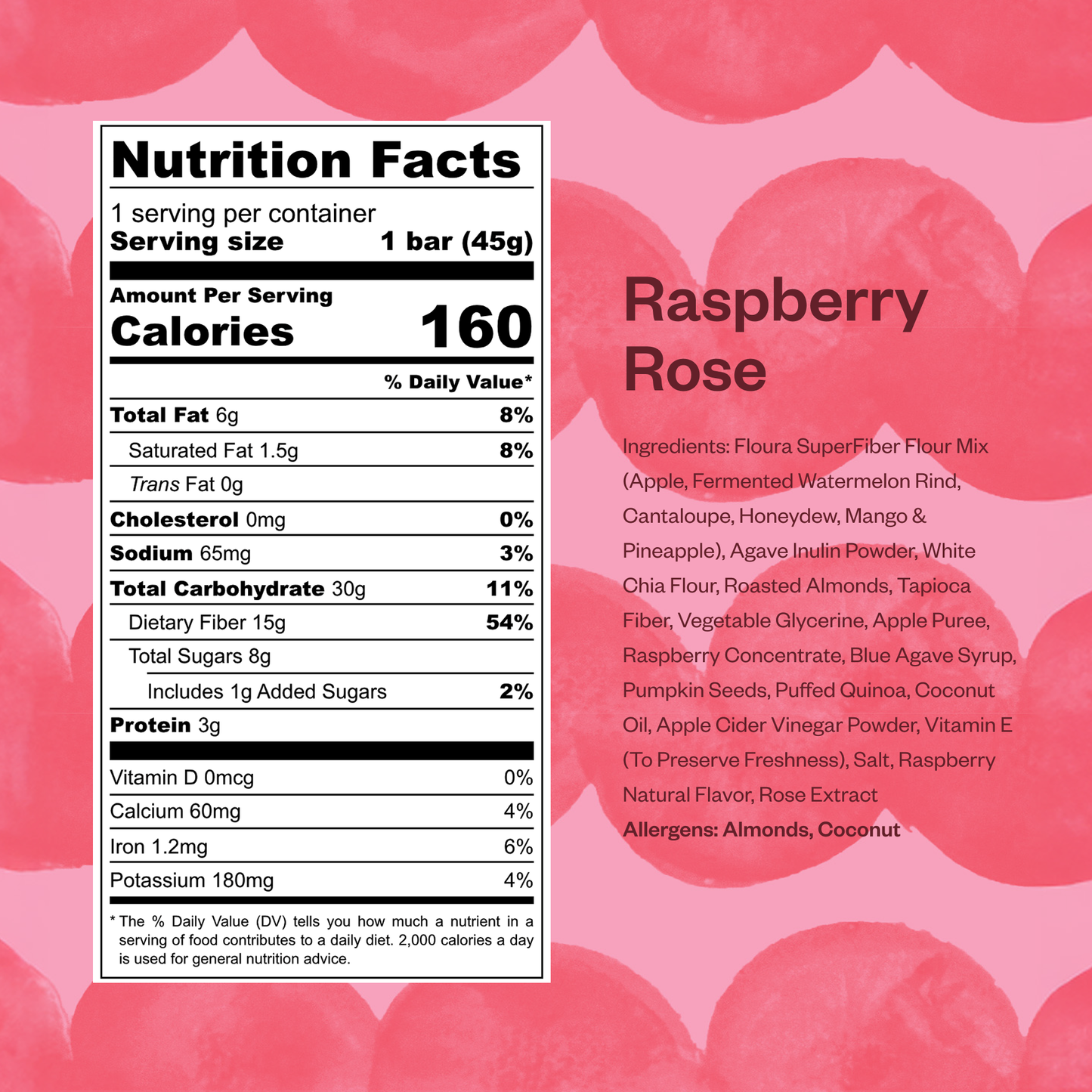 Floura & Co Raspberry Rose Fiber Snack Bar