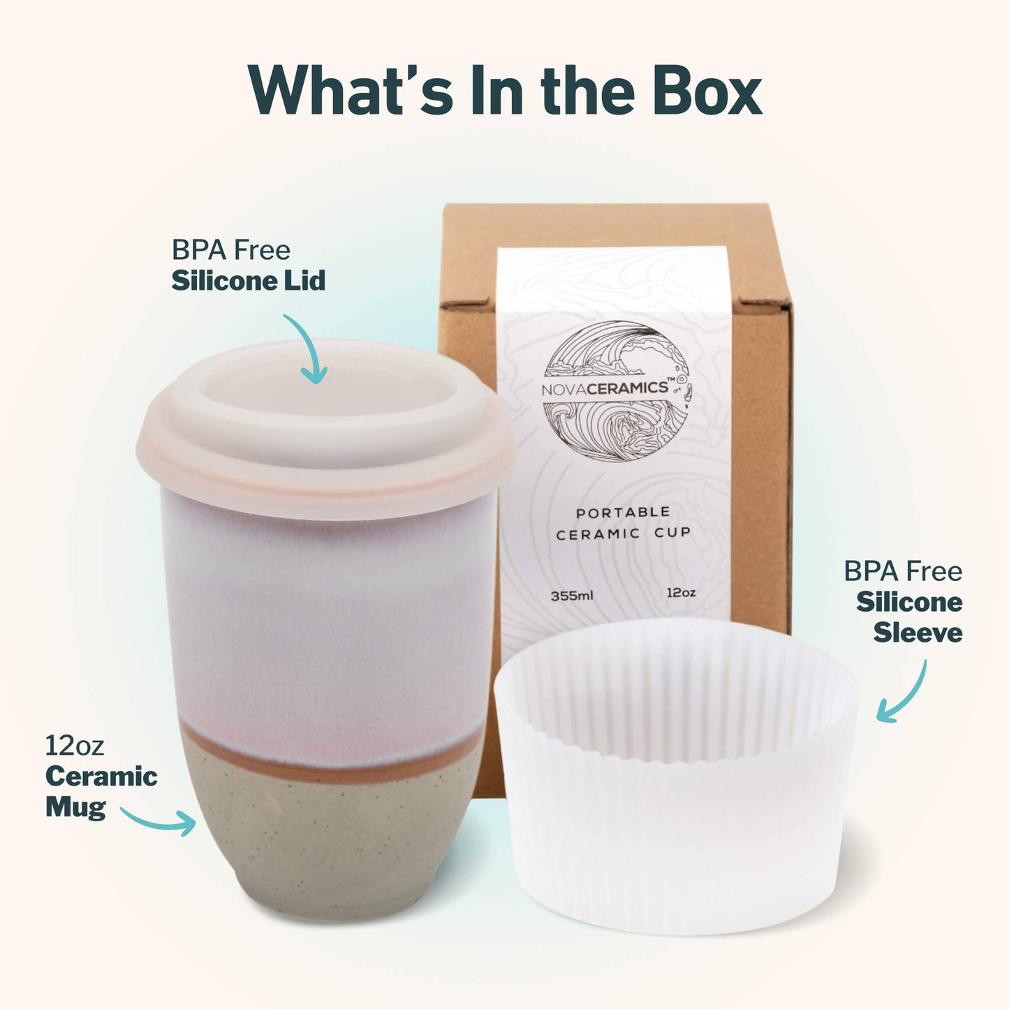 Nova Ceramic Horizon Ceramic Travel Mug, 12oz