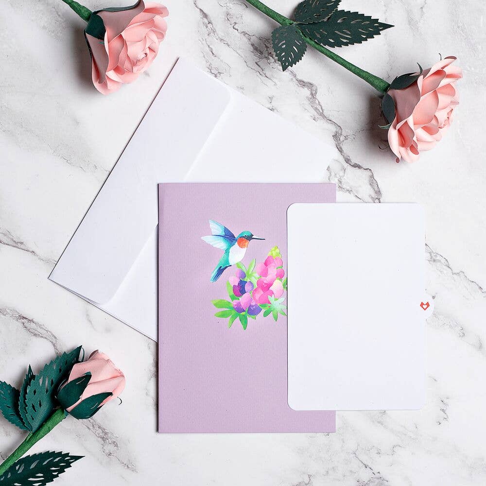 Lovepop Lupine Hummingbird Pop-Up Card