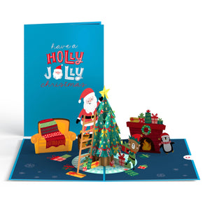 Lovepop Santa Decorating a Christmas Tree Pop-up card
