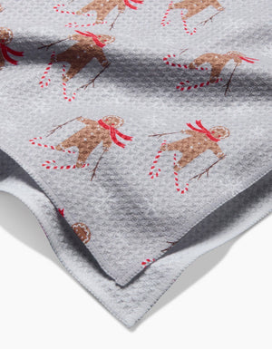 Geometry - Gingerbread Skiers Tea Towel