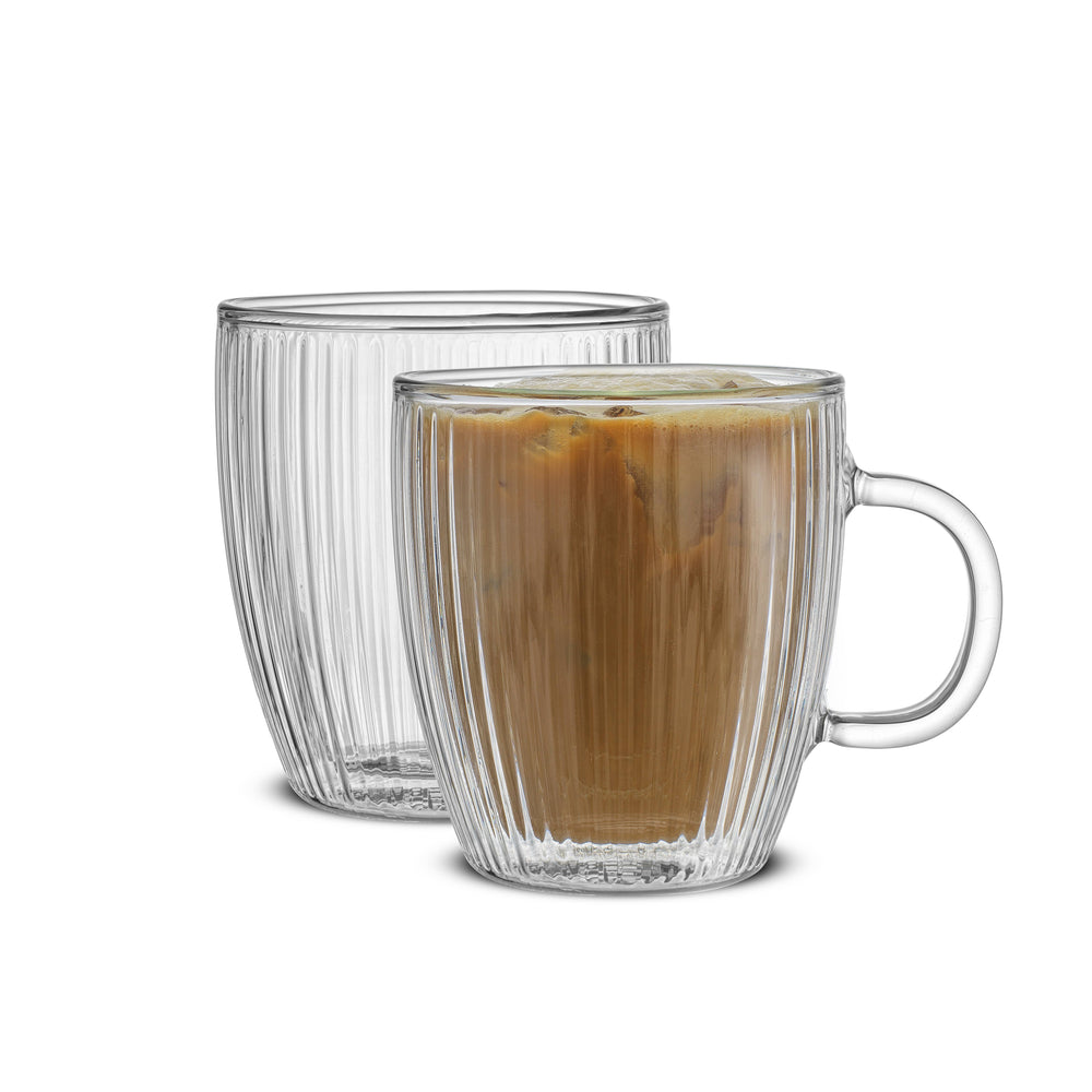 JoyJolt - Fluted Savor Double Wall Espresso Glasses 5.4oz - Set of 2
