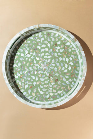 Jodhpur Mother of Pearl Tray - Olive, 18"