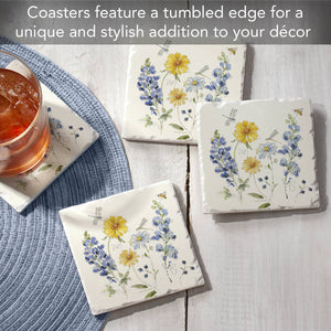 Lovely Blues Absorbent Tumbled Tile Coaster, Set of 4