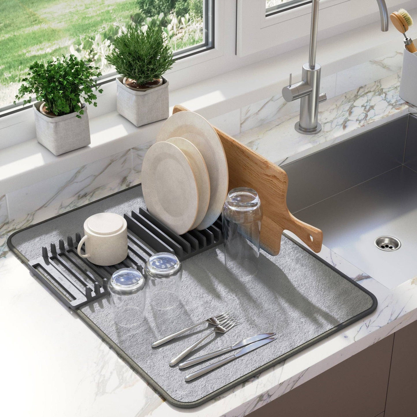UDry Dish Rack with Drying Mat
