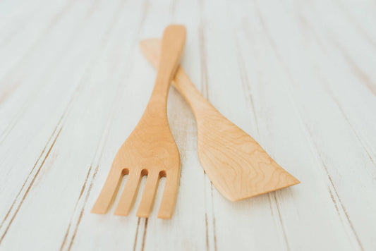 Sugar Maple Salad Servers/Oil Finish, 14”