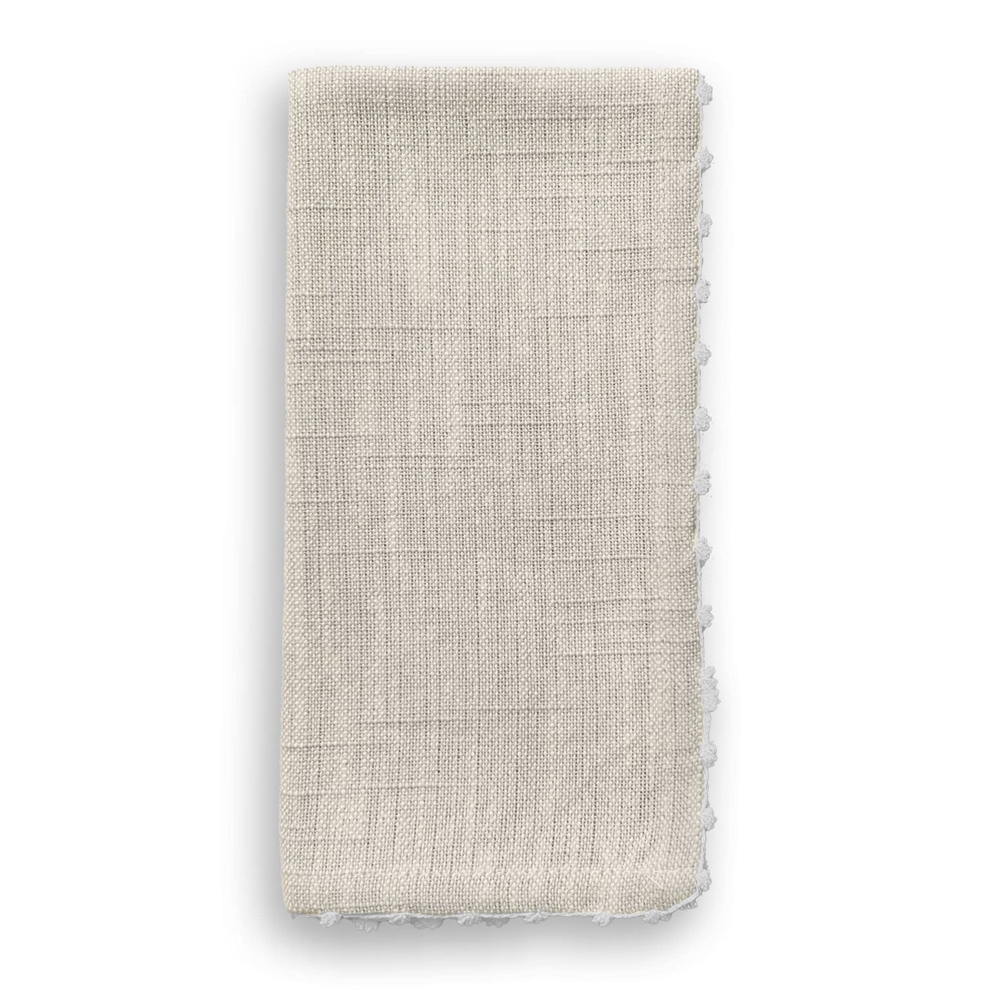 French Graffiti Knotted Edge Natural Cotton Napkin with White Trim