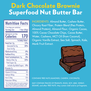 B.T.R. Bar Dark Chocolate Brownie Superfood Nut Butter Bar