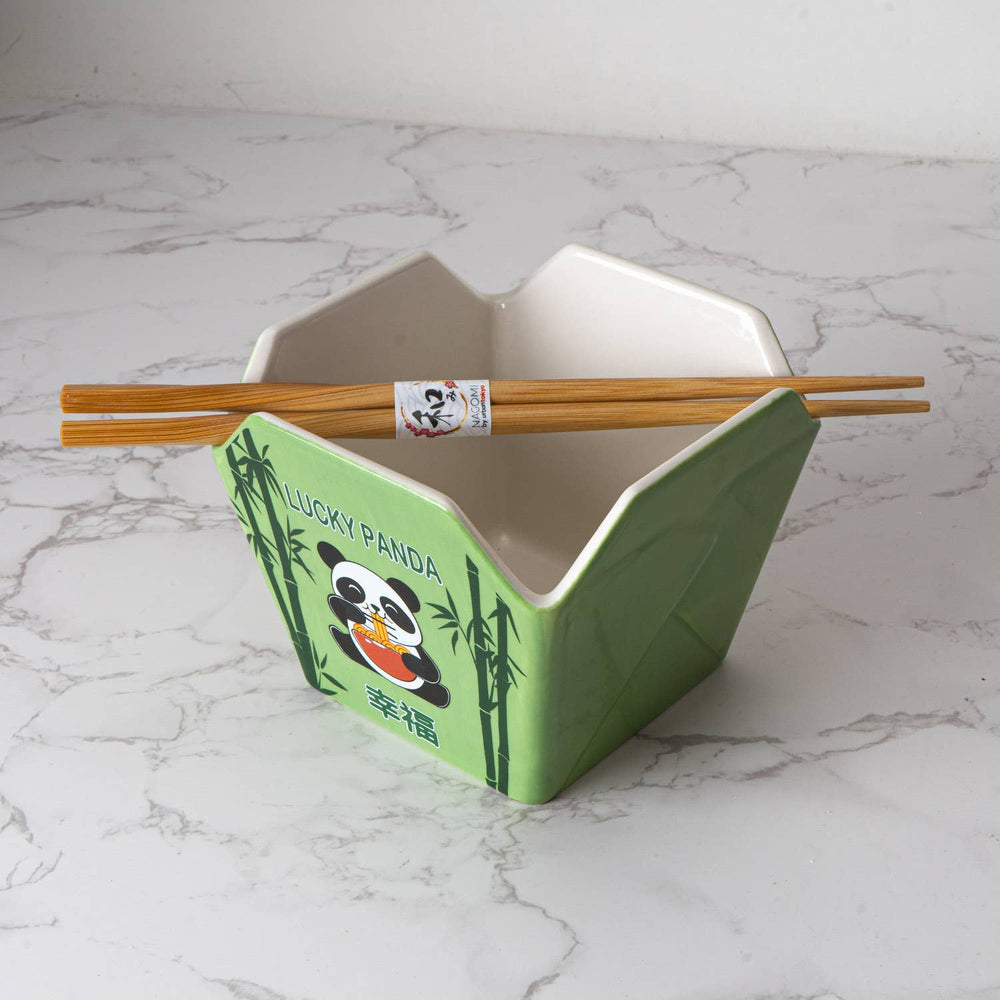 Urban Tokyo Takeout Box Serving Bowl With Chopsticks - Panda