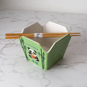 Urban Tokyo Takeout Box Serving Bowl With Chopsticks - Panda