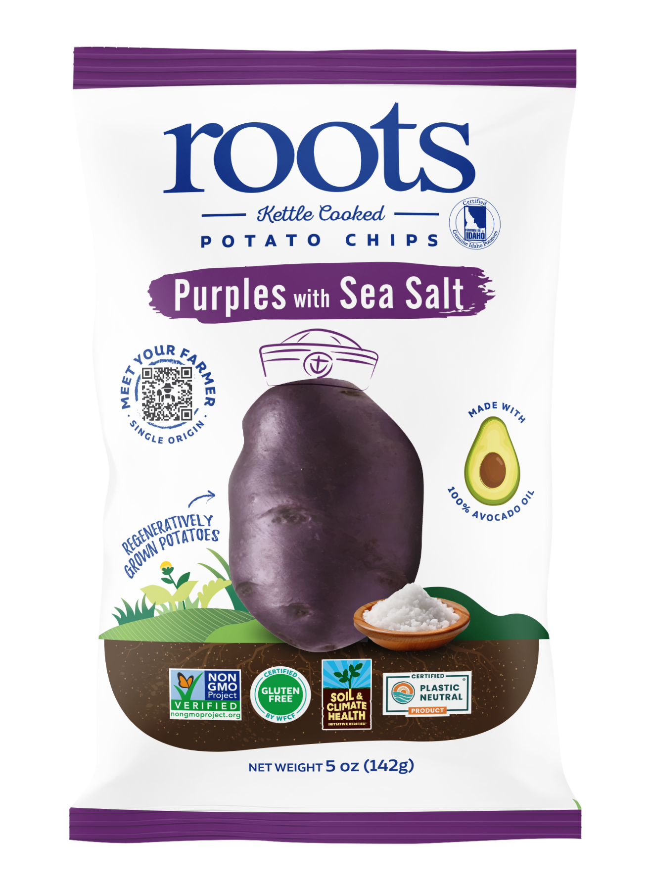 Roots Potato Chips Purples with Sea Salt Kettle Potato Chips, 5oz