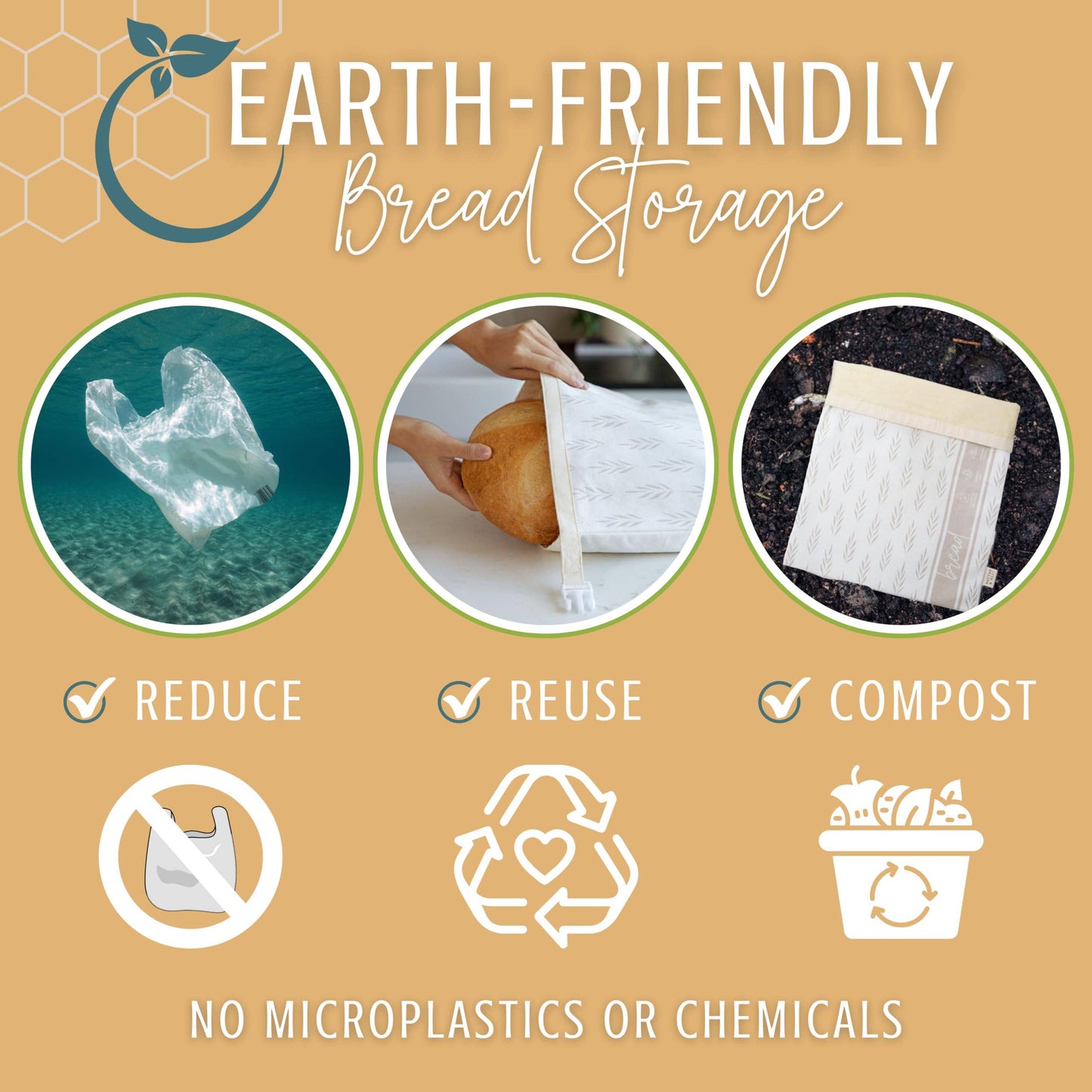 Nectar & Nest Reusable Beeswax Bread Bags