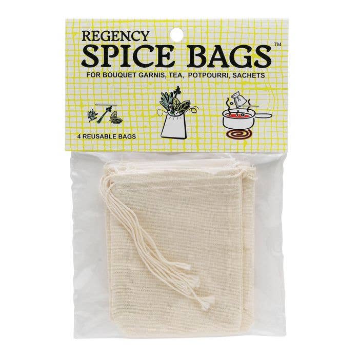 Regency Spice Drawstring Bags for Cooking & Tea, Set of 4