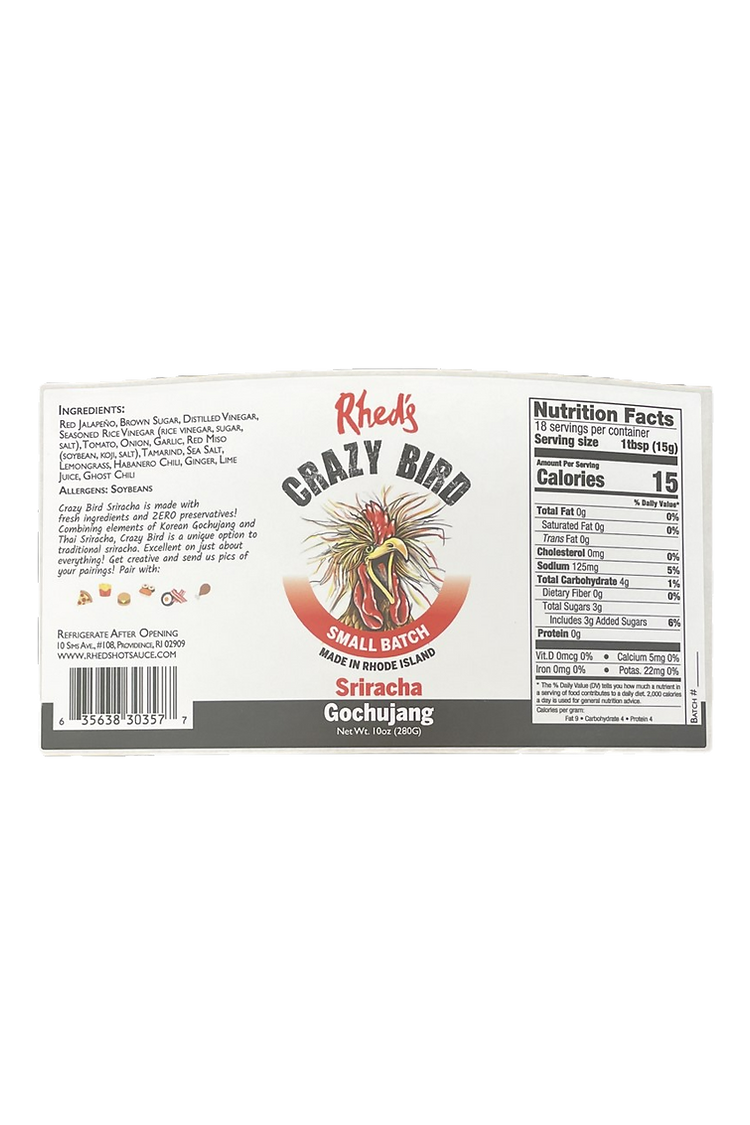Rhed's Hot Sauce Crazy Bird Gochujang Sriracha, 10 oz