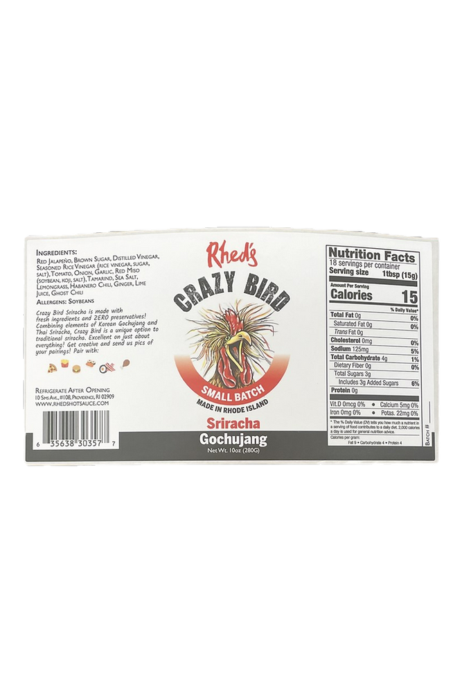 Rhed's Hot Sauce Crazy Bird Gochujang Sriracha, 10 oz