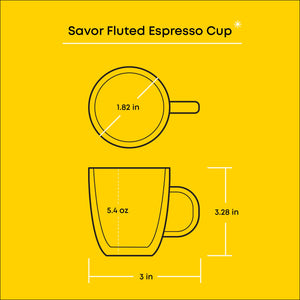 JoyJolt - Fluted Savor Double Wall Espresso Glasses 5.4oz - Set of 2