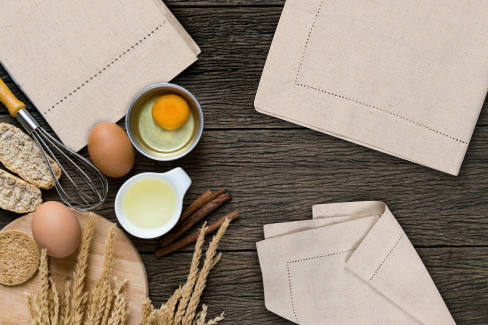 Flax Linen Natural Beige Cotton Cloth Napkin, 18x18, Set of 12