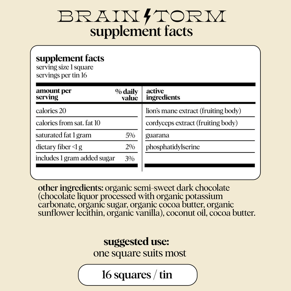 Alice Mushrooms Brainstorm Mushroom Chocolate for Focus