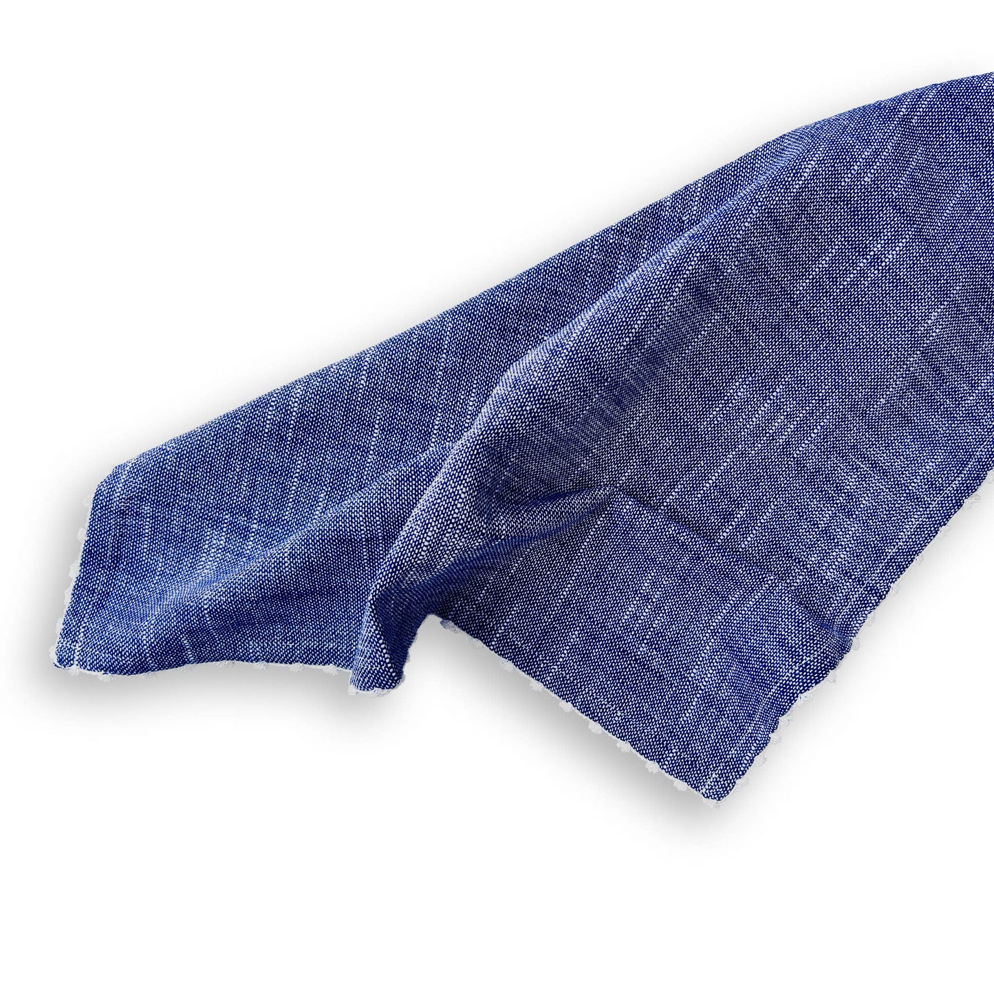 French Graffiti Knotted Edge Navy Cotton Napkin with White Trim