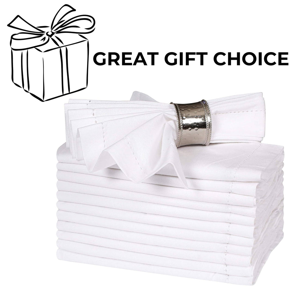 White Cotton Cloth Dinner Napkins, 18x18, Set of 12