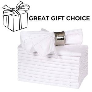 White Cotton Cloth Dinner Napkins, 18x18, Set of 12