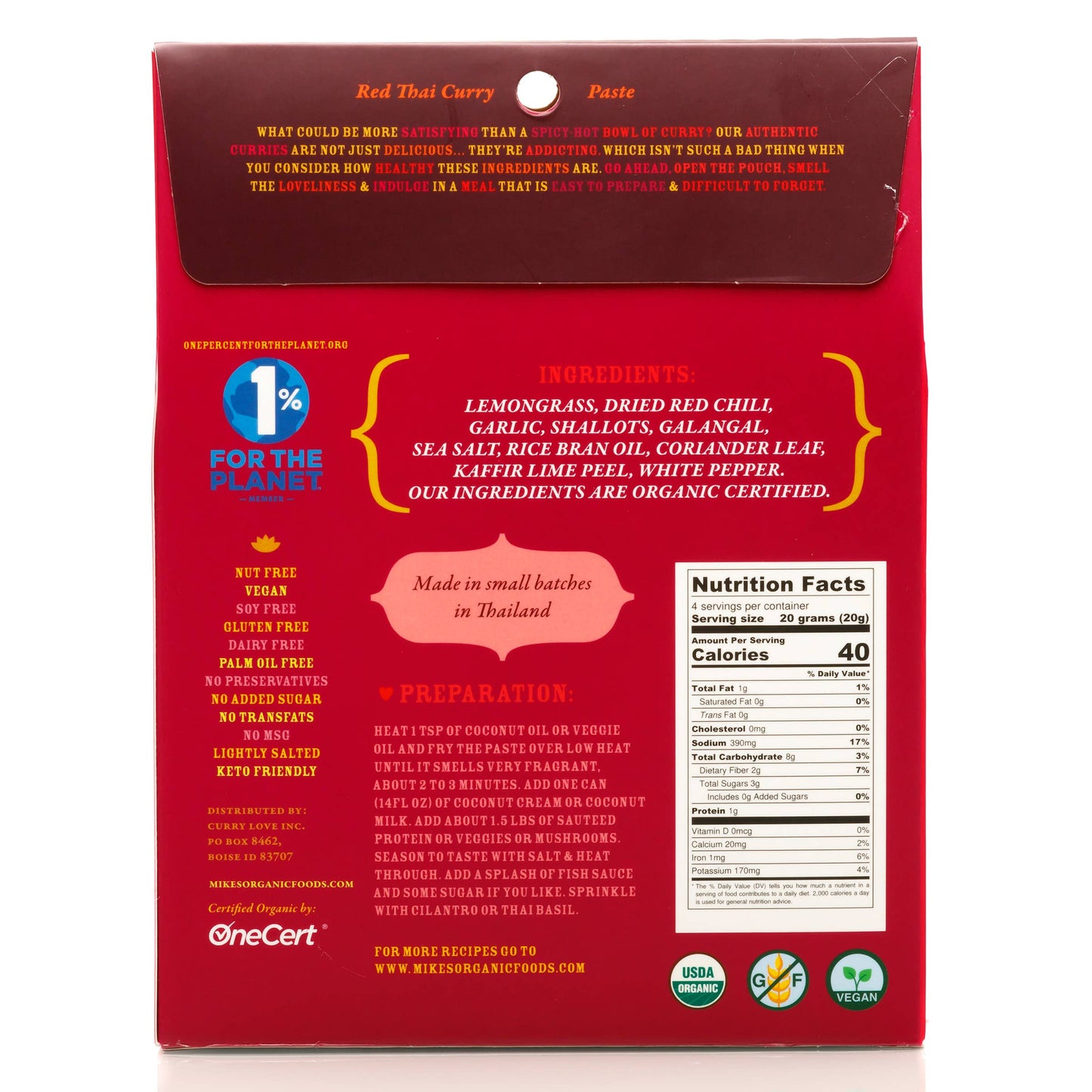 Mike's Organic Curry Love Organic Red Thai Curry Paste, 2.8oz