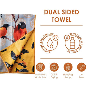 Buzzee - Oriole - Dual Sided Tea Towel - Kitchen & Hand Towel